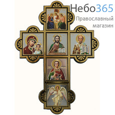  Крест пластмассовый (Ср) 13х18, шесть икон, без стекла, на липучке (уп.10 шт.), фото 1 