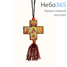 Крест деревянный (Нк) 4х4, пять икон, подвесной. (уп.10 шт.), фото 1 