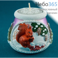  Подсвечник 8719 "Белочка", горшочек, свеча в керамическом горшке (в коробе - 9 шт.), фото 1 