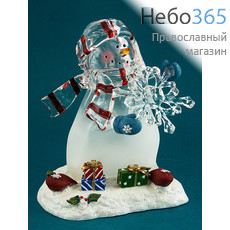 Сувенир рождественский Снеговик, из пластика, с подсветкой, высотой 20 см, АК8315., фото 1 