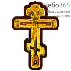  Крест с Распятием 16,5х24х2 см. Деревянная основа, ручная позолота, с ковчегом, восьмиконечная форма креста (Нпл) (B 56), фото 1 