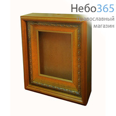  Киот деревянный для иконы 13х16х2,3 см, "пенал", с багетной рамой, цвет - орех (Г), фото 1 