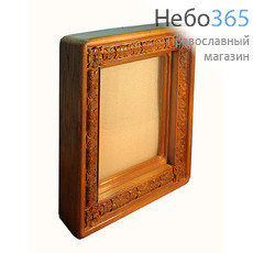  Киот деревянный (Кро) для иконы 17х21, дубовый, резной, со стеклом, с задней стенкой, на зажимах, фото 1 
