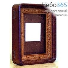  Киот деревянный для иконы 17х23,5х2,8 см, увеличенный, резной, "книжка" (арт.113014) (Кур), фото 1 