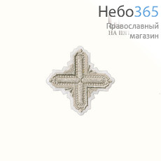  Крест  белый с серебром на епитрахиль "Квадрат" 7,5 х 7,5 см, фото 1 