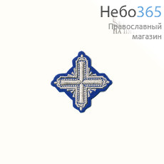  Крест  синий с серебром на поручи "Квадрат" 6 х 6 см, фото 1 