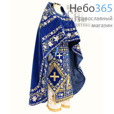  Облачение иерейское, синее, 90-150 бархат, вышивка, икона Казанская, фото 1 