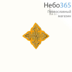  Крест  желтый с золотом на поручи "Сеточка" 6 х 6 см, фото 1 