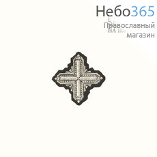  Крест  черный с серебром на поручи "Квадрат" 6 х 6 см, фото 1 