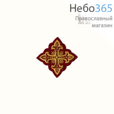  Крест  бордо с золотом на поручи "Сеточка" 6 х 6 см, фото 1 