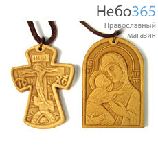  Медальон кожаный с крестом, с иконами, в ассортименте, на гайтане, изготовлен горячим тиснением ., фото 1 