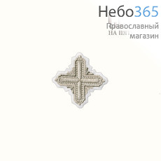  Крест  белый с серебром на поручи "Квадрат" 6 х 6 см, фото 1 