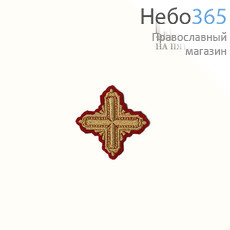  Крест  красный с золотом на поручи "Квадрат" 6 х 6 см, фото 1 