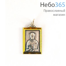  Медальон металлический с иконой свт. Николая, круглый, прямоугольный , г. Бари, фото 1 