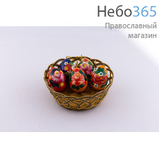  Яйцо пасхальное деревянное "Цветочное простое", подвесное, высотой 6 см (в уп.- 5 шт.), 21050, 1199, фото 1 