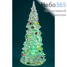  Сувенир рождественский Елочка белая из пластика, с подсветкой, высотой 17 см, MML 13717, фото 1 