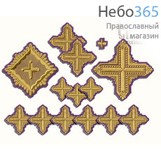  Набор крестов иерейских фиолетовые с золотом "Квадрат", фото 1 