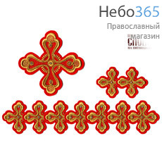  Набор крестов диаконских красные, со стразами и тесьмо, фото 1 