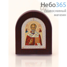  Икона в ризе EK302-ХАG 9х10, святитель Николай Чудотворец, шелкография, на деревянной основе, пз, фото 1 