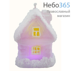  Свеча парафиновая 1467, Зимний домик, со светодиодами, переливающийся, фото 1 