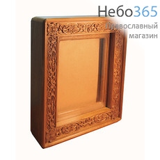  Киот деревянный (Кро) для иконы 17х21, дубовый, резной, со стеклом, пенал, фото 1 