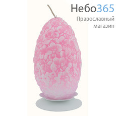  Свеча парафиновая 1042, Яйцо резное, супер большое, цветочное, со светодиодами, переливающееся (в коробе - 9 шт.), фото 1 