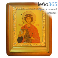  Икона в киоте 18х24, великомученик Георгий Победоносец, фигурн.,риза-рамка, золочение, темпера (2060141, фото 1 