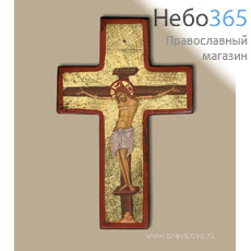  Крест с Распятием 9,5х14х1,6 см. Деревянная основа, ручная позолота (Нпл) (B 50A), фото 1 
