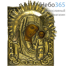  Казанская икона Божией Матери. Икона писаная (Ат) 17х22, риза, 19 век, фото 1 