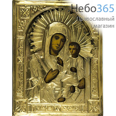  Икона писаная 18х22, Божией Матери Иверская, риза, 19 век, фото 1 