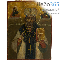  Николай Чудотворец, святитель. Икона писаная (Ат) 8,5х11, 19 век, фото 1 
