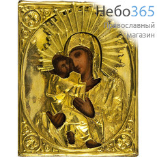  Владимирская икона Божией Матери. Икона писаная (Ю) 13,5х18, в окладе, 19 век, фото 1 