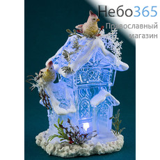  Сувенир рождественский Домик, из пластика, с подсветкой, высотой 17,5 см, АК7521., фото 1 