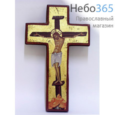  Крест с Распятием 14х22 см. Деревянная основа, ручная позолота (Нпл) (B 51), фото 1 