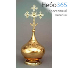  Крест с куполом №1 ажурный латунь золочение, фото 1 