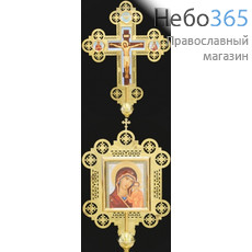  Крест-икона запрестольная двухсторонняя гравировка част. золочение, фото 1 