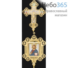  Крест-икона запрестольная с литым распятием гравировка золочение, фото 1 
