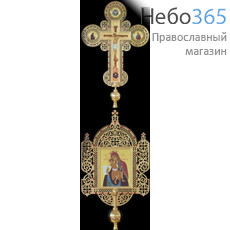  Крест-икона № 22 запрестольная выпиловка гравир. живопись золочение камни, фото 1 