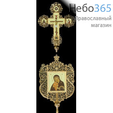  Крест-икона № 27 запрестольная гравировка живопись золочение камни, фото 1 