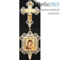  Крест-икона запрестольная частичное золочение никель гравировка камни, фото 1 