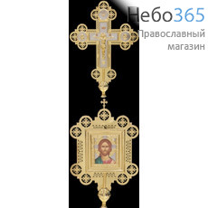  Крест-икона № 2 запрестольная двухст.с гальванопл.накл. комб. без древок, фото 1 
