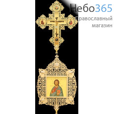  Крест-икона № 46 запрестольная выпиловка живопись золочение камни эмаль, фото 1 