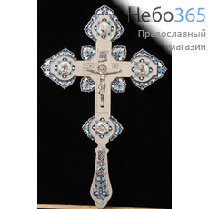  Крест напрестольный №7-2 сложный фигурный эмаль никель, фото 1 