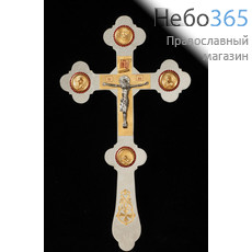  Крест напрестольный №1-7 сложный №2 с литыми накладками никель золочение, фото 1 