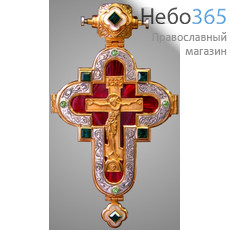  Крест наперсный № 143 серебро литьевое распятие, гильяш, эмаль, фото 1 