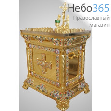  Стол панихидный 80 свечей золочение эмаль на базе престола №5 с Сенью, фото 1 