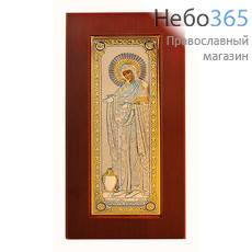  Геронтисса икона Божией Матери, 8,5х17,5 см. Икона в посеребренной и позолоченной ризе с эмалью, шелкография, на деревянной основе с подставкой (EK82-XAG) (Ж), фото 1 