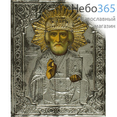  Николай Чудотворец, святитель. Икона литографическая (Кж) 17х22, в ризе, начало 20 века, фото 1 