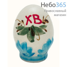  Яйцо пасхальное керамическое с цветной или частично цветной росписью, высотой 5 см (в уп. - 5 шт.), фото 1 