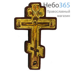  Крест с Распятием 23х33,5х2,5 см. Деревянная основа, ручная позолота, с ковчегом, восьмиконечная форма креста (Нпл) (B 60), фото 1 